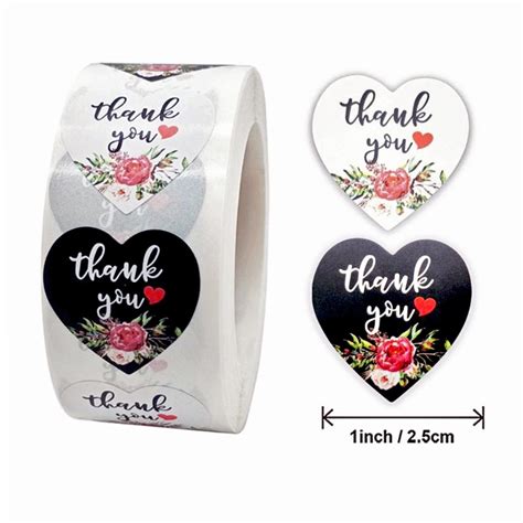 Jual Stiker Thank You Floral Bentuk Hati Sticker Label Terima Kasih