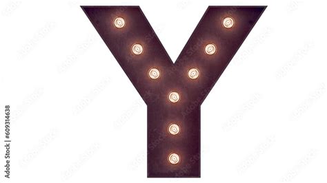 Light Bulb Glowing Letter Alphabet Character Y Font Front View