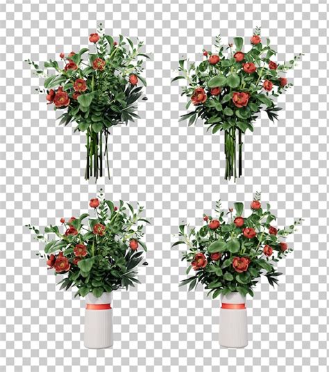 Premium Psd Isometric Rose Flower In Pot D Rendering