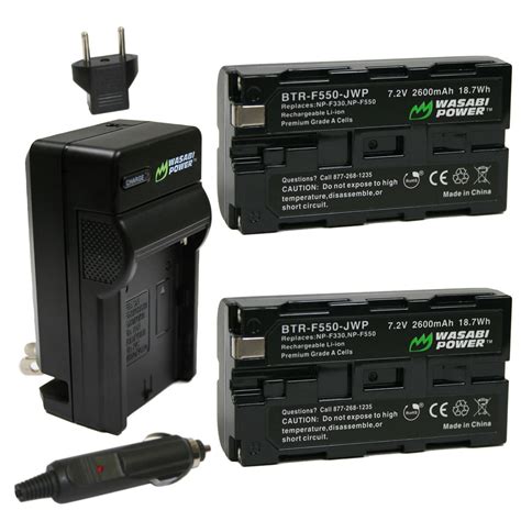 Wasabi Power Battery 2 Pack And Charger For Sony NP F330 NP F530 NP