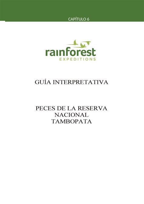 Peces Cap Tulo Gu A Interpretativa Peces De La Reserva Nacional