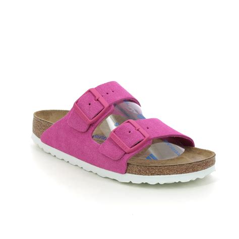 Birkenstock Arizona Soft Footbed Fuchsia Suede Slide Sandals