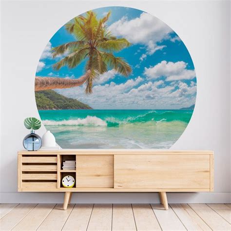 Vinilo Circular Decorativo Playa Caribe A Teleadhesivo