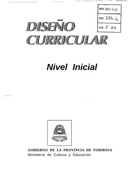 PDF Diseño curricular nivel inicial Primera versión comision de