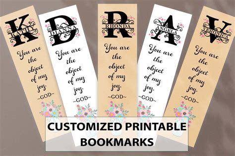 Printable Personalized Bookmarks Digital Custom Text Etsy