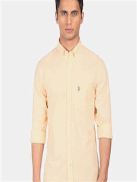 Buy U S Polo Assn Men Yellow Striped Casual Shirt Shirts For Men