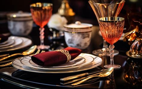 Luxury Tableware Beautiful Table Setting In Restaurant Premium Ai