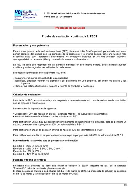 Pec Soluci N Introducci N A La Informaci N Financiera De La