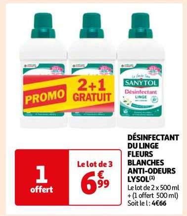 Promo Désinfectant Du Linge Fleurs Blanches Anti odeurs Lysol chez