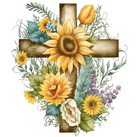 Free Watercolor Cross Sunflowers Religion 21025881 Png With Transparent