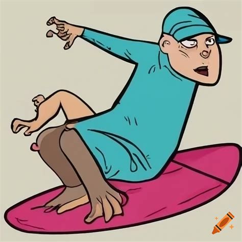 Billy Corgan Surfing In A Saturday Morning Cartoon Style On Craiyon