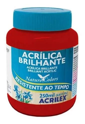 Tinta Acrilica Brilhante 250ml Vermelho Escarlate Acrilex