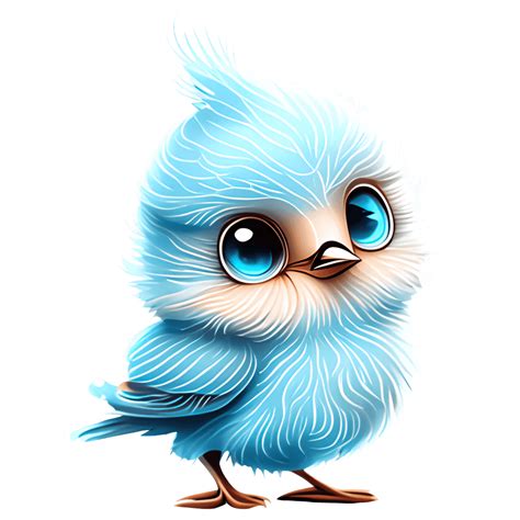 Fluffy Baby Blue Bird Graphic · Creative Fabrica