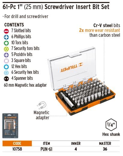 Hand Tools Screwdriver Insert Bit Sets