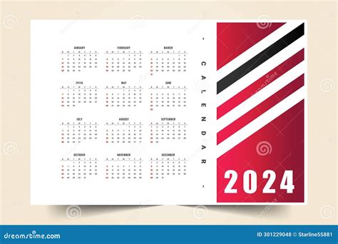 Stylish New Year Calendar Template With Months And Dates Stock