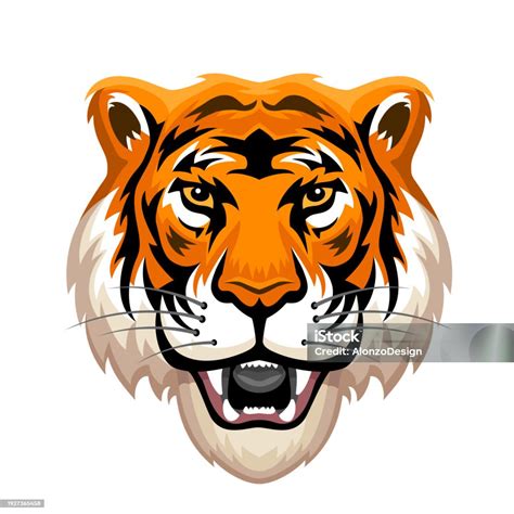 Tiger Roaring Tiger Head Tattoo Mascot Creative Design Stock