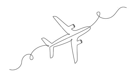 Premium Vector Airplane In One Continuous Line Drawing Editable