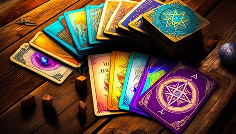 Deck of Tarot Cards on Wooden Table. Generative AI Stock Image - Image ...