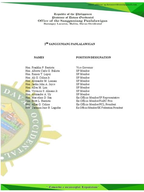 2ND Sangguniang Panlalawigan Members | PDF