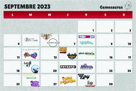 Calendrier des sorties jeux vidéo du mois de septembre 2023 Gamosaurus