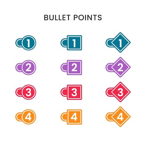 Premium Vector Colorful Bullet Point Number With Rhombus Square Shape