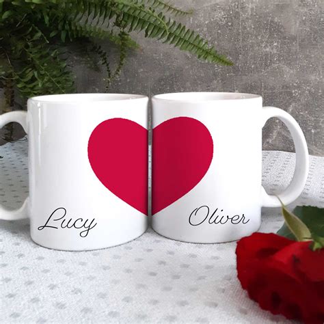 Heart Valentine Mugs - Personalised Valentine Gifts -Tiger Lily Prints