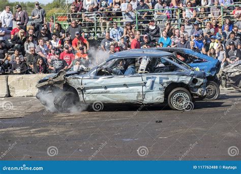 Crashed Cars in Action during Demolition Derby Editorial Stock Photo ...