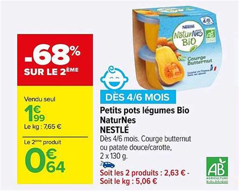 Promo Petits Pots L Gumes Bio Naturnes Nestl Chez Carrefour