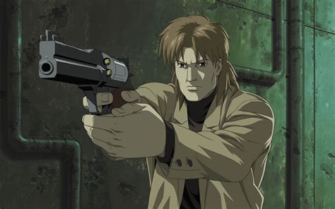 Online crop | brown-haired male anime character holding pistol HD ...