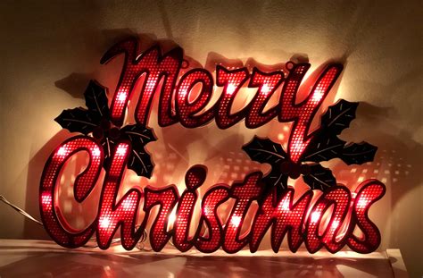 Vintage Merry Christmas Light Up Sign Window Or Wall Decor Etsy