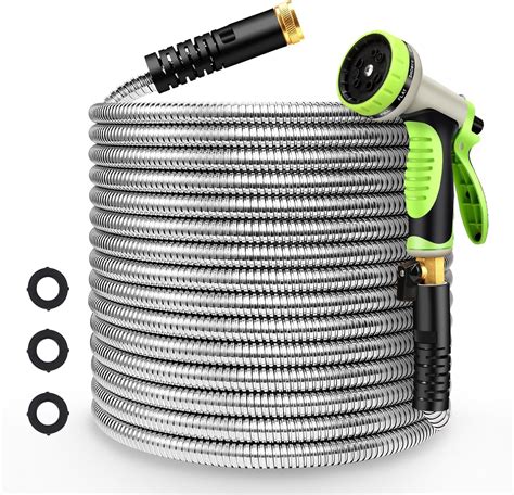 Bionic Steel Metal Garden Hose 100 Ft With Nozzle 304