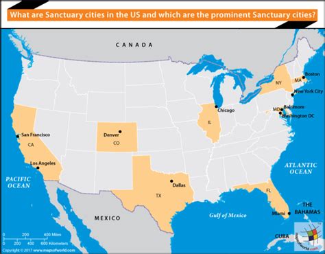 Map of USA highlighting Sanctuary cities - Answers