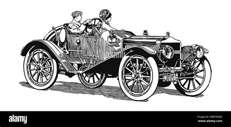 Classic vintage car, antique illustration Stock Photo - Alamy