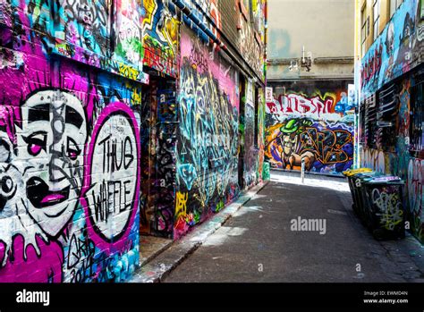 Australia Melbourne Murals Graffiti In The Famous Hosier Lane In