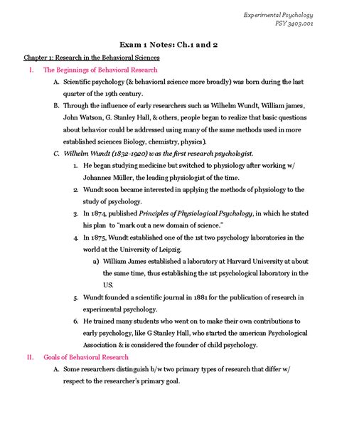 Psy 3403 Experimental Psychology Exam 1 Notes Chapters 1 And 2