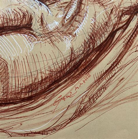 Christopher Ganz Sleeping Hermaphrodite Female Nude Pen Drawing After A Roman Sculpture At