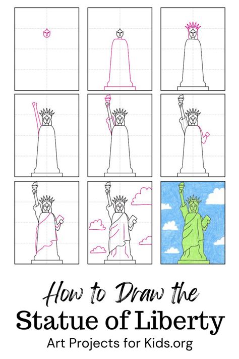 How To Draw The Statue Of Liberty Tutorial Video And Coloring Pages