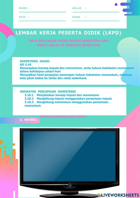 Latihan Membuat Lkpd Momentum Dan Impuls Worksheet Live Worksheets