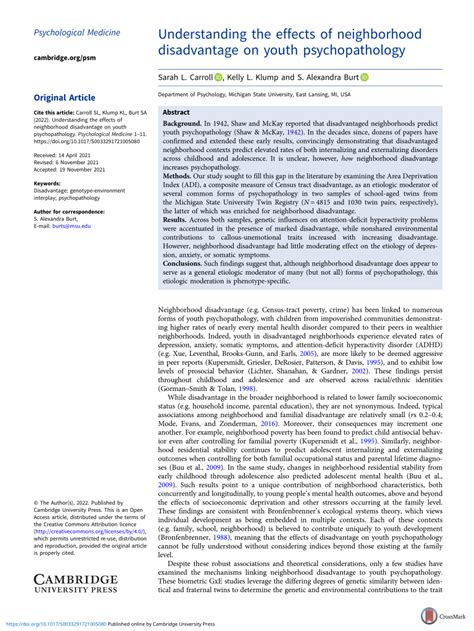 PDF Understanding The Effects Of Neighborhood Disadvantage On Youth