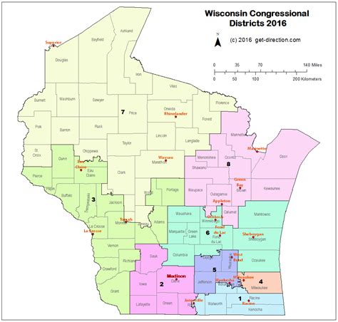 Map of Wisconsin Congressional Districts 2016