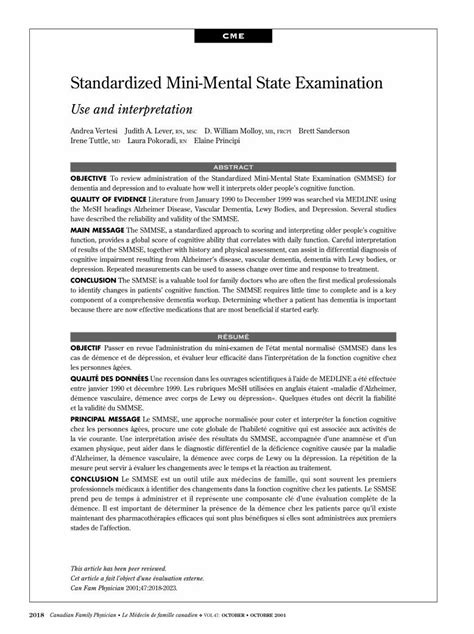 Pdf Standardized Mini Mental State Examination · Standardized Mini