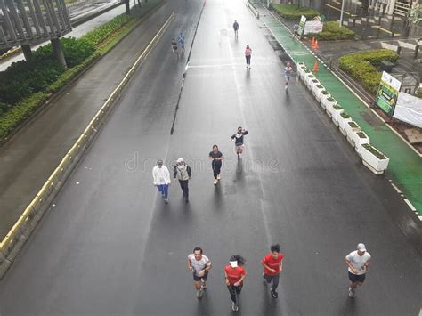 Car Free Day In Jakarta When After Rain Editorial Stock Image Image