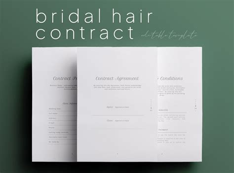 Bridal Hair Contract Template Wedding Bridal Party Salon Services Bride Hairstyle Agreement