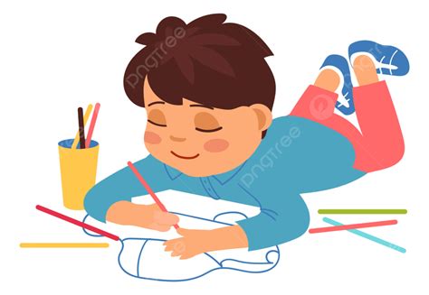 Kid Drawing With Color Pencils, Child, Boy, Hobby PNG and Vector with ...