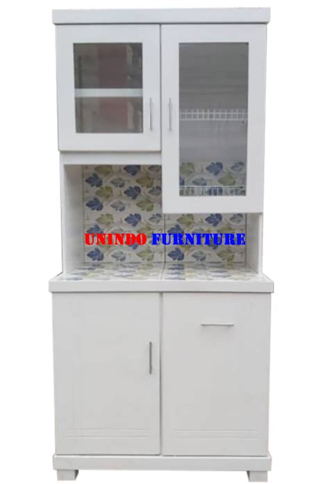 Lemari Dapur Rak Piring Kayu Kitchen Set 2 Pintu Putih Lazada Indonesia