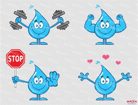 Blue Water Drop Cartoon Mascot Character 2 By HitToon TheHungryJPEG