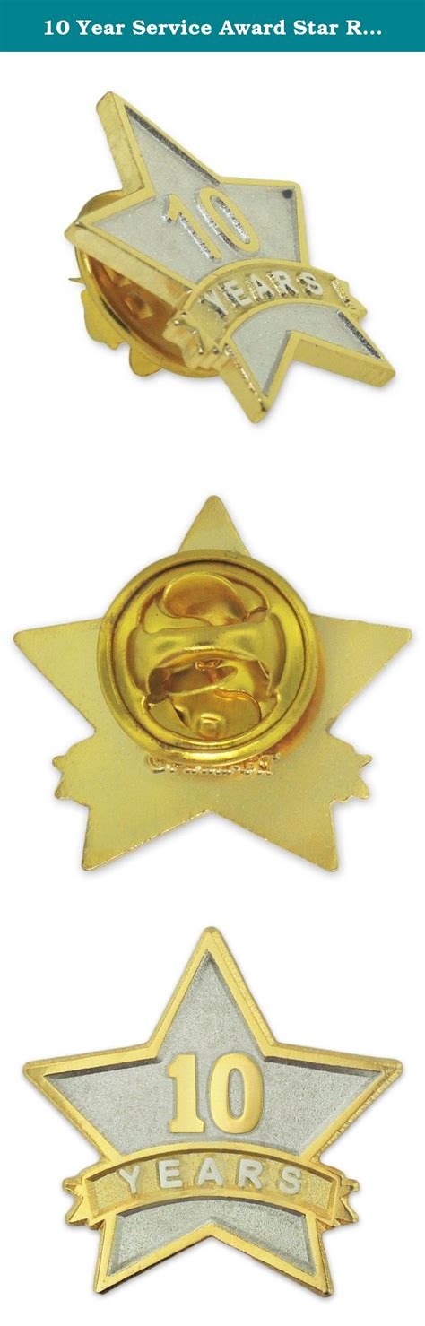 10 Year Service Award Star Recognition Lapel Pin This Elegant Two