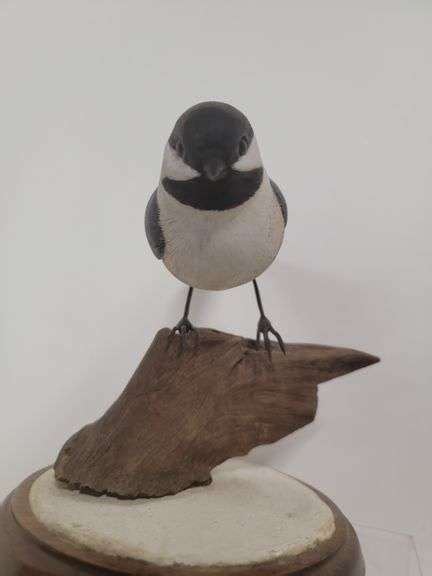 Hand Carved Signed Chickadee Delaware Auction Center