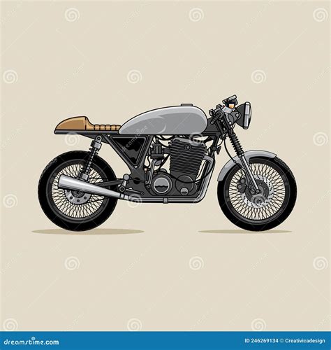 Voorbeeld Van De Fiets Retro Cafe Racer Vector Illustratie