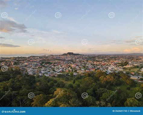 Aerial View Of The Cityscape Of San Fernando Against The Dusk Sky At